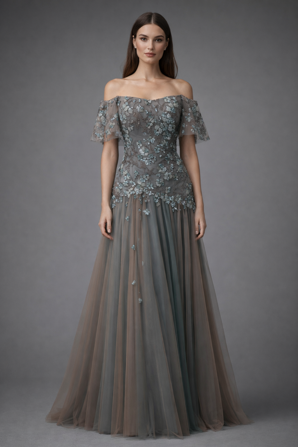 فستان سهرة مموج مقاس L