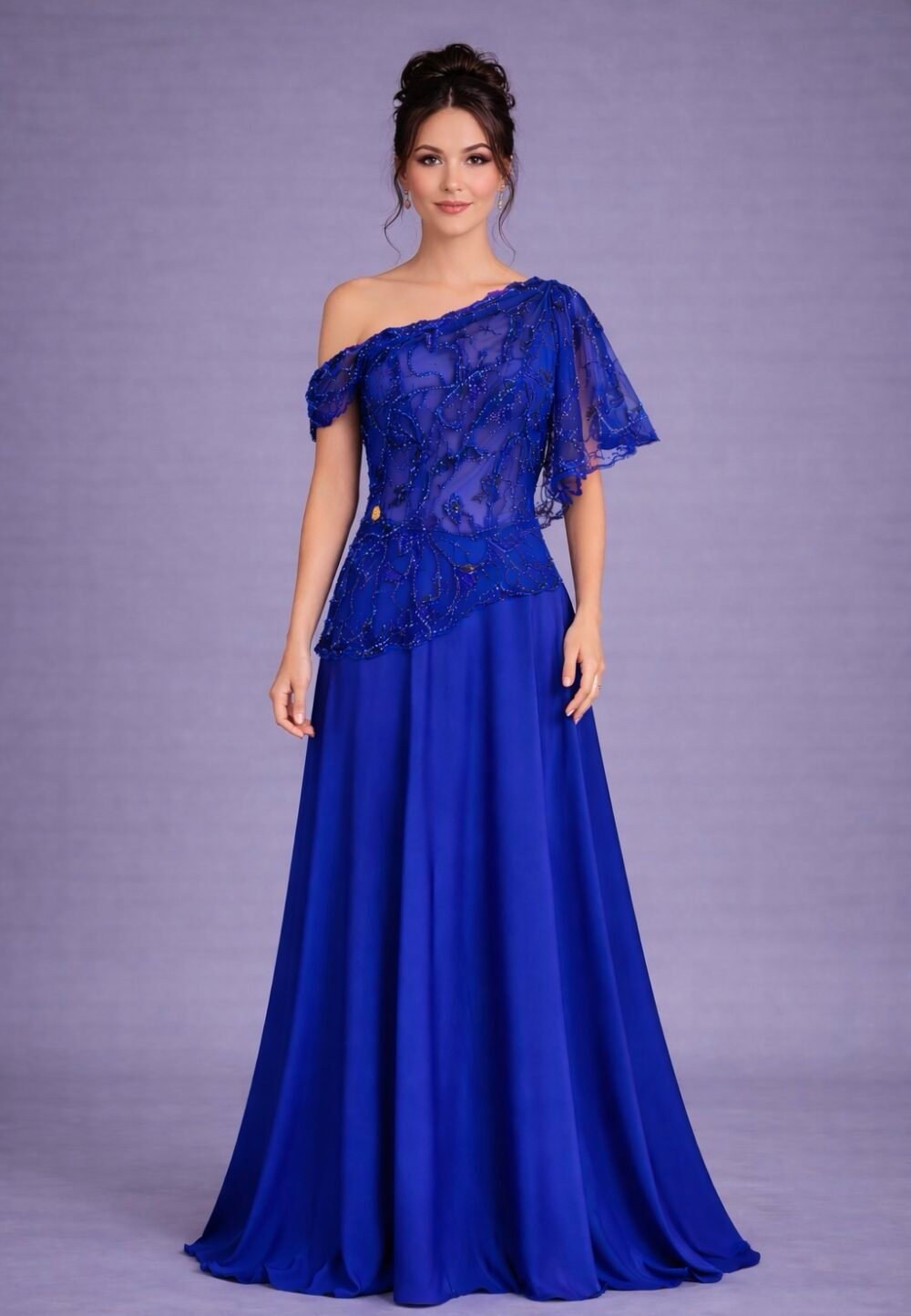 فستان سهرة نيلي مقاس M,L