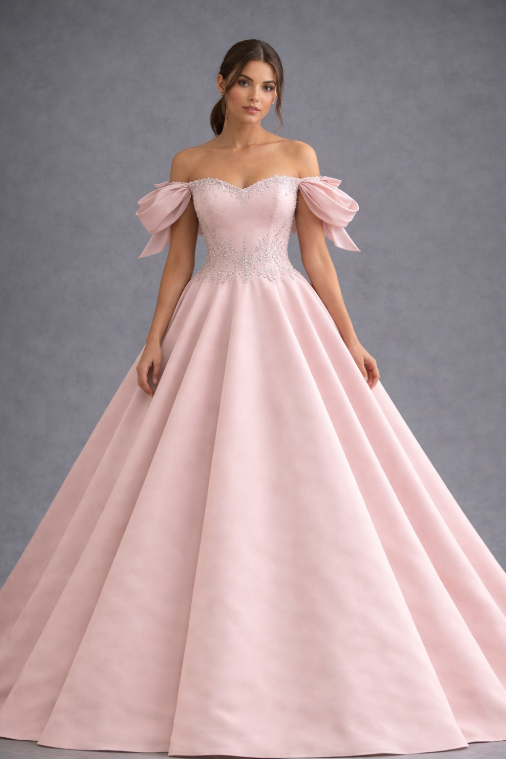 فستان خطوبة لون وردي بالطلب