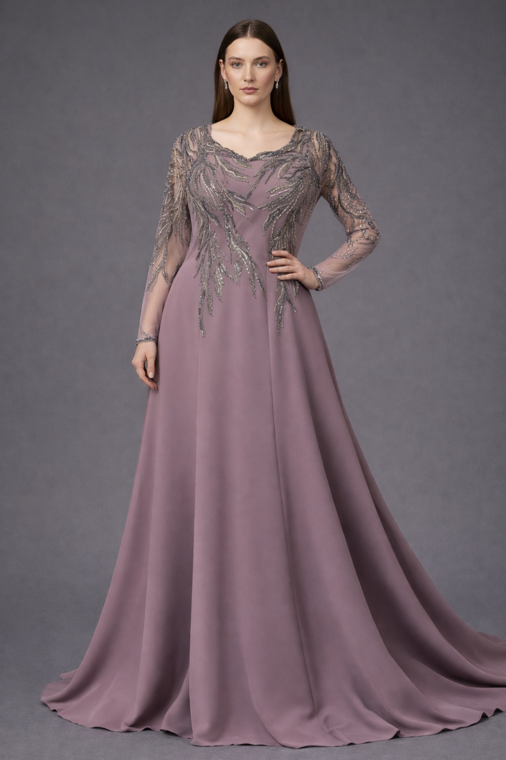 فستان سهرة مقاس كبير لون موف مقاس 4XL,5XL