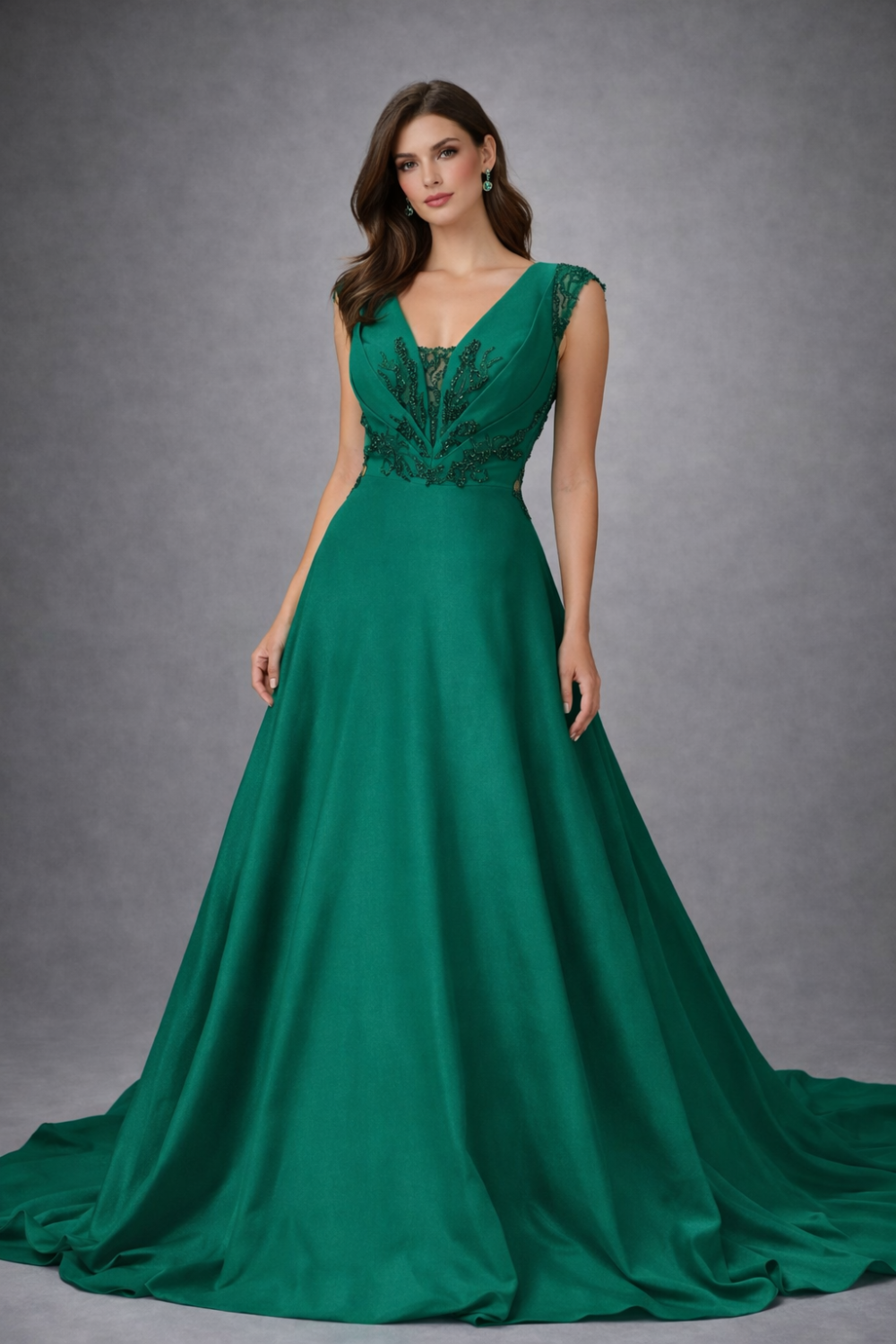 فستان سهرة اخضر مقاس M