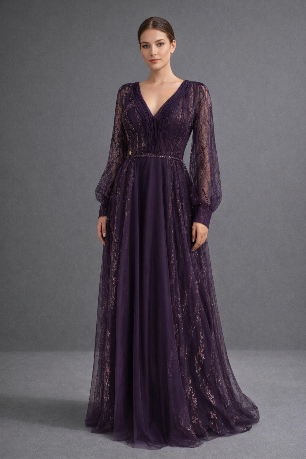 فستان سهرة ليلكي مقاس L