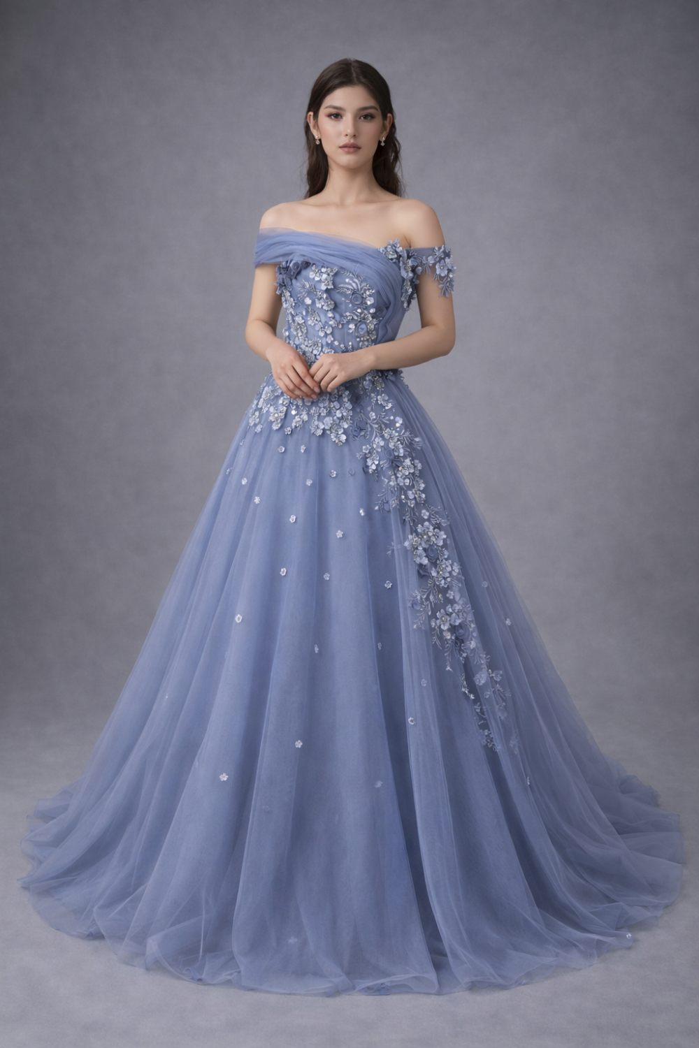 فستان خطوبه ازرق بالطلب