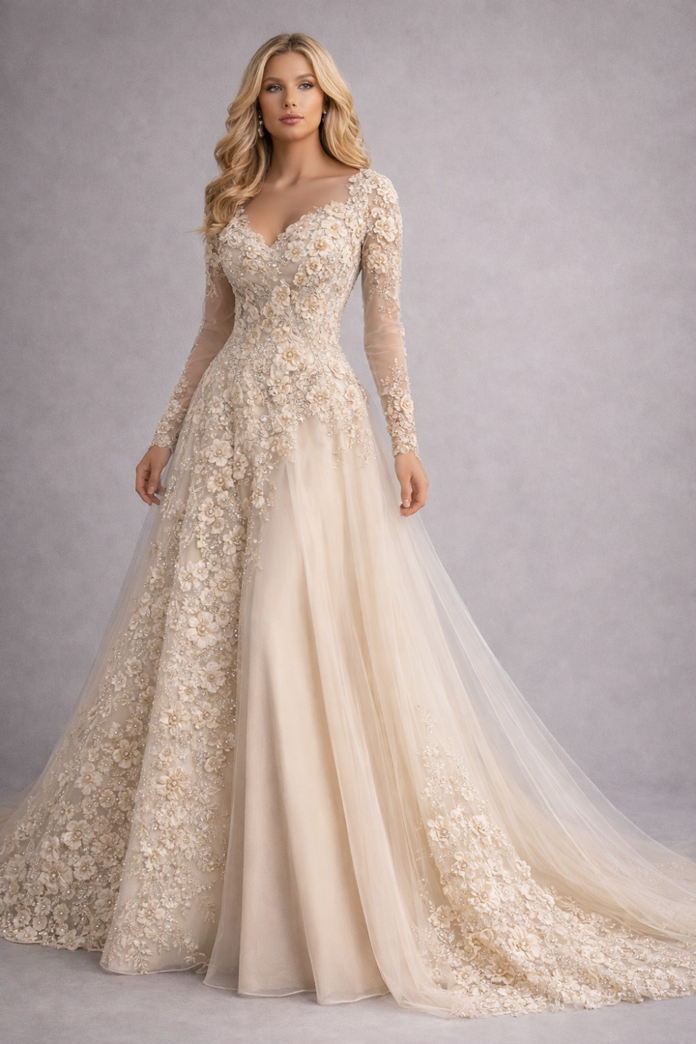 فستان سهرة بيج رائع