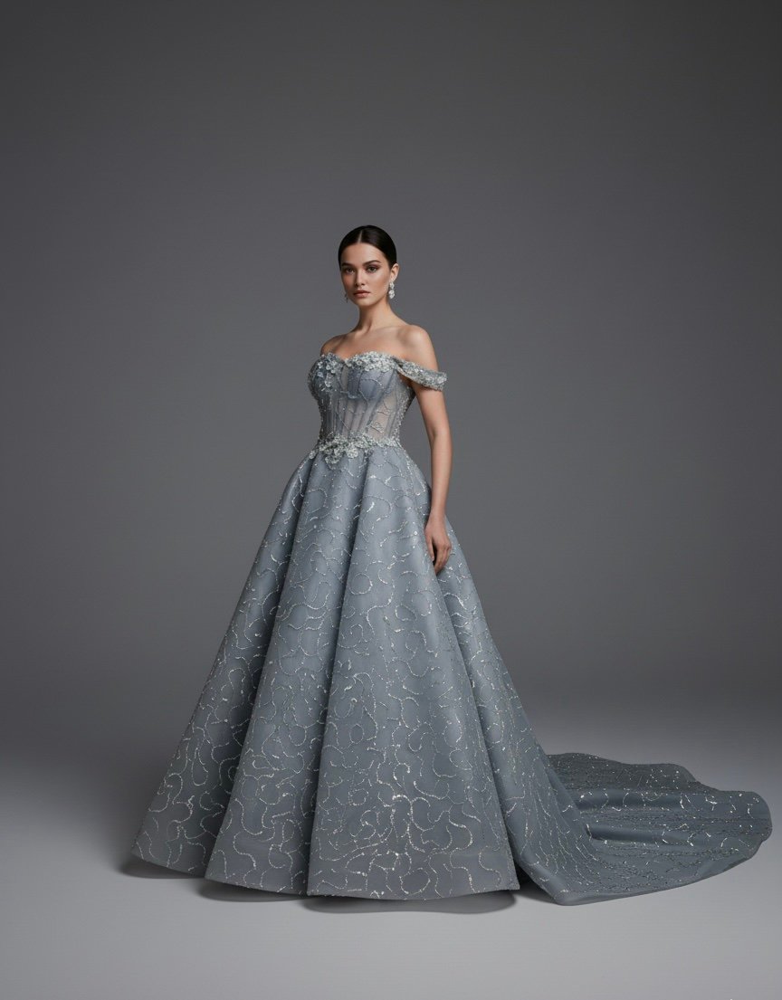 فستان خطوبة فخم مقاس M