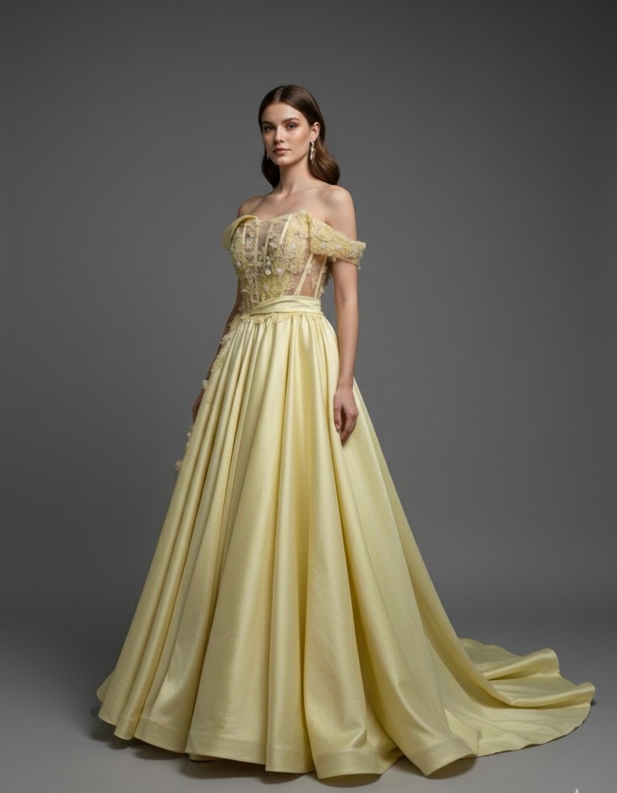 فستان خطوبة اصفر