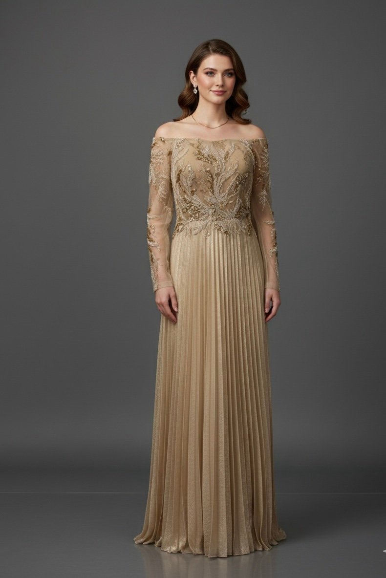 فستان سهرة ذهبي  مقاس L,XL